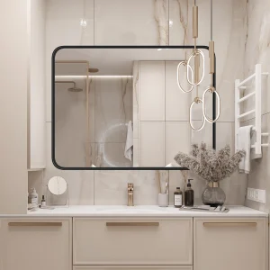 Rectangle Vanity Rounded Metal Framed Mirror