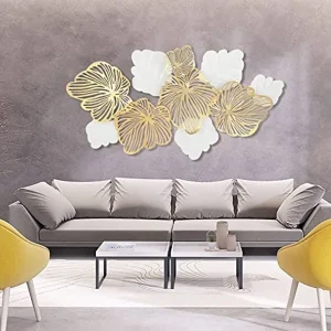 3D "Gold Flower Blooming" Metal Wall Decor Art Leaves
