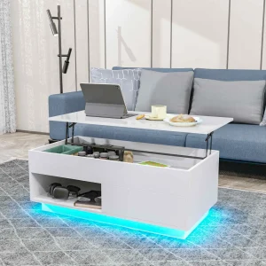 LED Lift Coffee Table Height Adjustment & Sleek Design