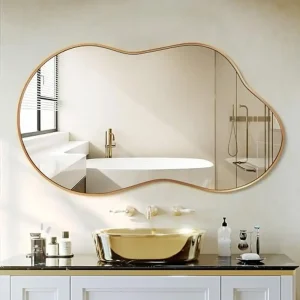 20"x36" Asymmetrical Wall Mirror Gold Frame Decor