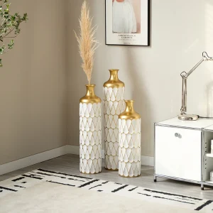 Floor Metal Vase 3-pc Set Modern Home Metal Decoration