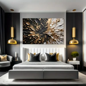 Modern abstract black gold ink splash texture wall mural