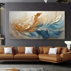 Gold Feather Canvas Art Thick Pine Frame